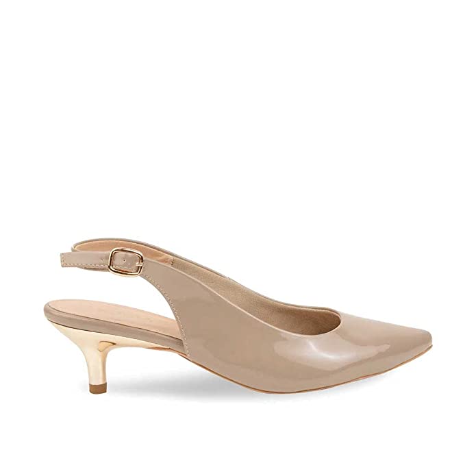 Rocia Women's Patent Closed toe Kitten Heel Sandals