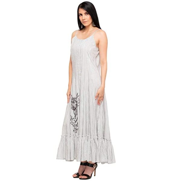 BIBA Womens Strappy Neck Stripe Maxi Dress - Image 3