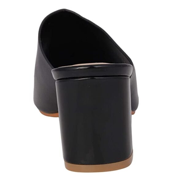 pelle albero Womens Black Block Heel Slipper - Image 4