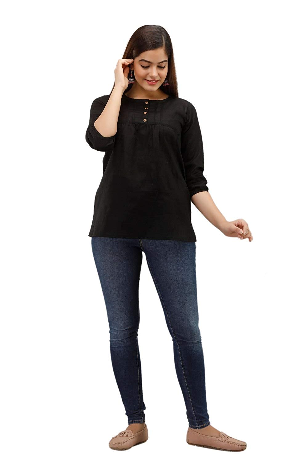 Maishi Women's Cotton Slub Solid Western Top