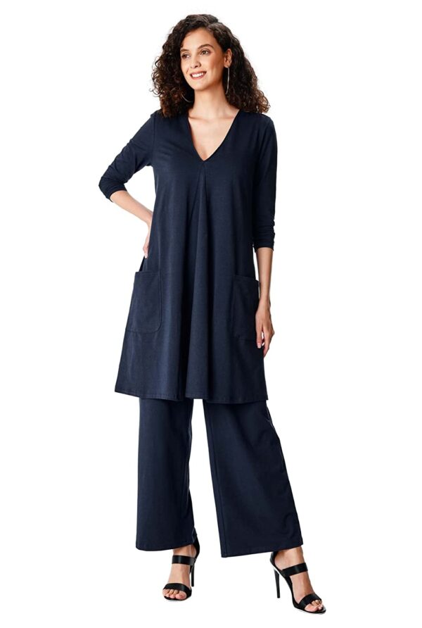 Zapelle Custom Clothing | Women's Cotton Knit Tunic And Pant Set - Image 3