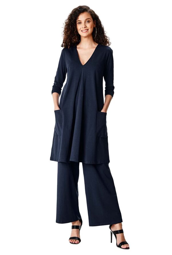 Zapelle Custom Clothing | Women's Cotton Knit Tunic And Pant Set - Image 4