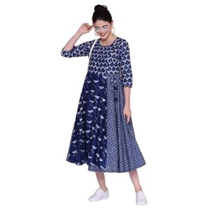 BIBA Women's Cotton A-Line Knee-Length Dress