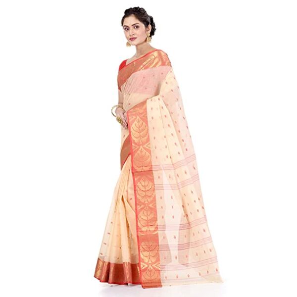 Sareekatha Pure Cotton Tant Saree and Edge of Par With Cotton Jari and Buti Work All Over Saree For Women Ethnic Wear - Image 3