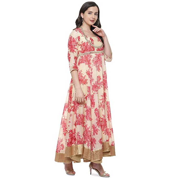 BIBA Women's Polyester Layered and Tiered Below The Knee Dress - Image 3