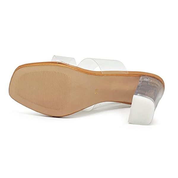 WFS Women 4 Inch Transparent (Clear) Block Heel Sandals Beige - Image 5