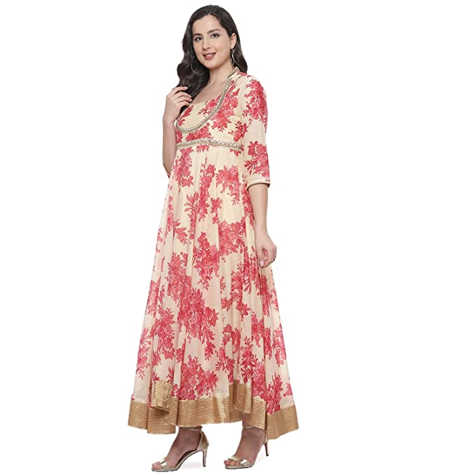 BIBA Women's Polyester Layered and Tiered Below The Knee Dress - Image 2