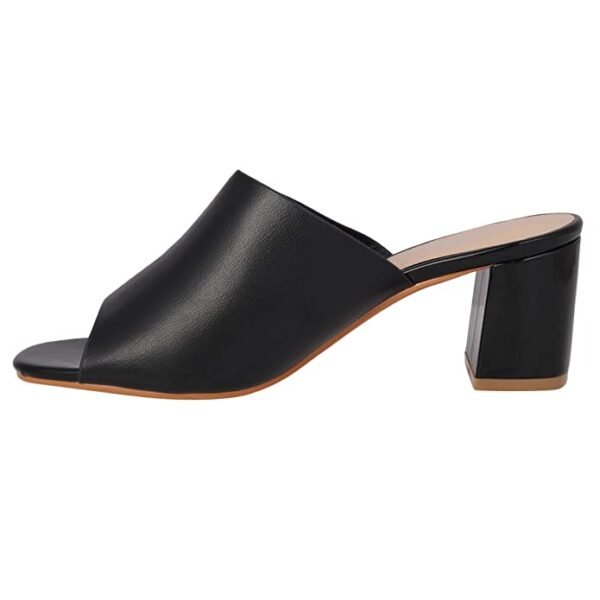pelle albero Womens Black Block Heel Slipper - Image 3