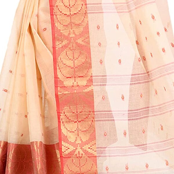 Sareekatha Pure Cotton Tant Saree and Edge of Par With Cotton Jari and Buti Work All Over Saree For Women Ethnic Wear - Image 4