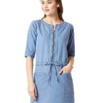 Miss Chase Women's Denim Midi Shift Dress