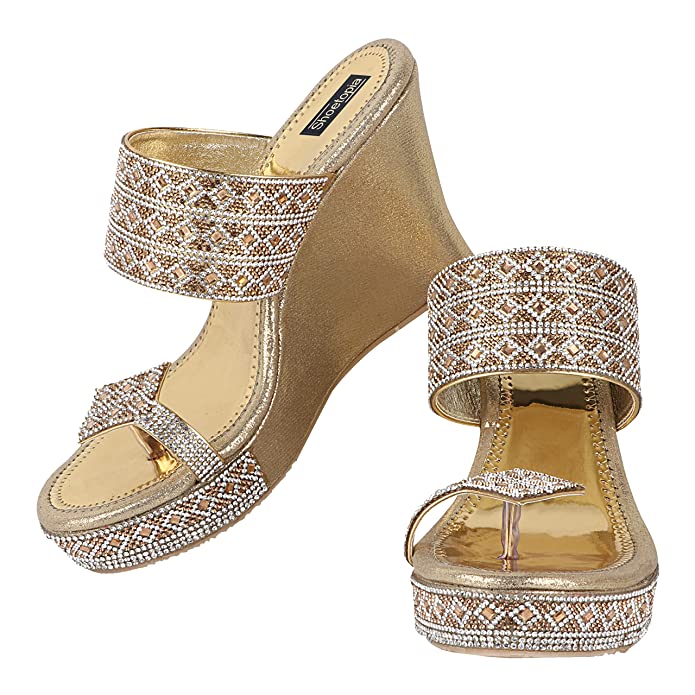 Do Bhai Women Material-Synthtic, Stylish Ethnic Wedges - Image 3