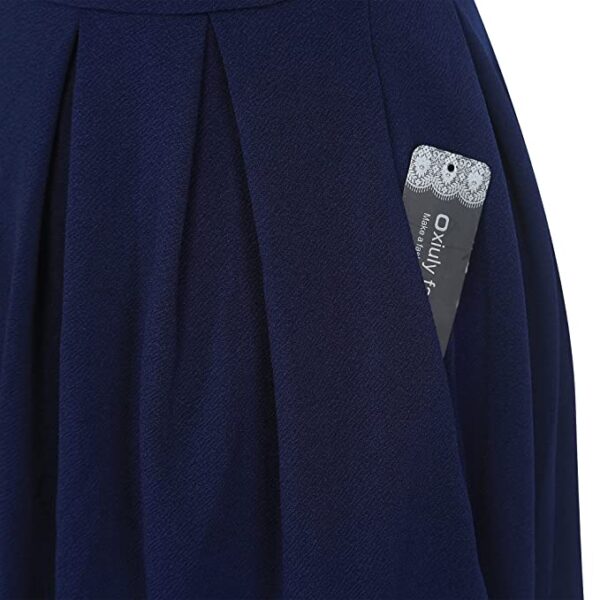 oxiuly xiuly Women's V-Neck Casual Cocktail Party Casual Dresses Knee-Length Elegant Work Vintage Dress with Pockets OX295 - Image 3